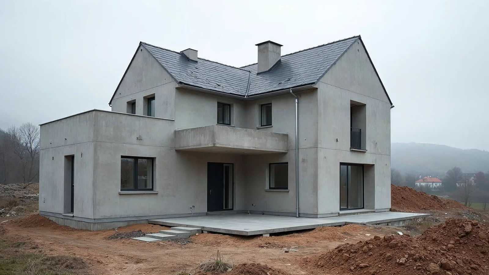 Detal styku ściany z płytą fundamentową w domu z prefabrykatów